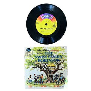 WALT DISNEY Presents The Story Of The Swiss Family Robinson Book & 45 RPM